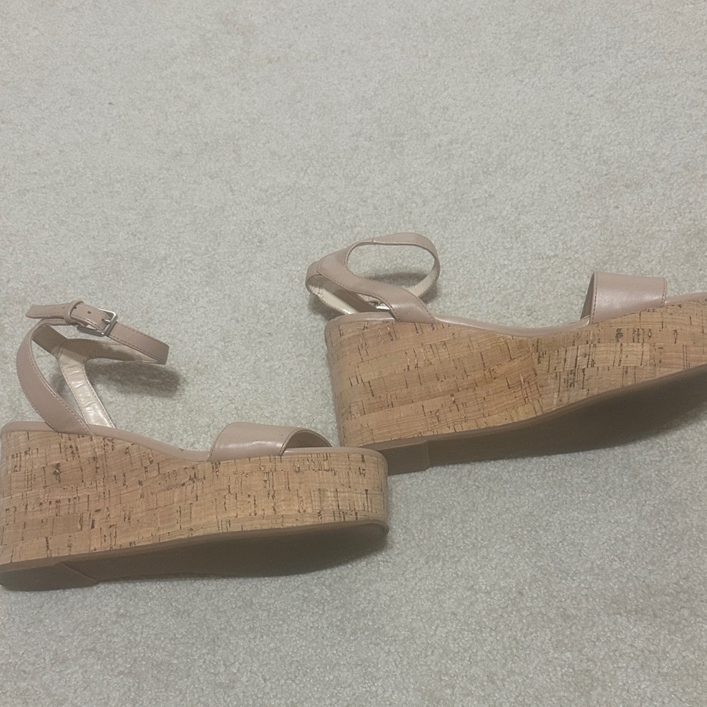 Nine West Cream Wedge Sandals